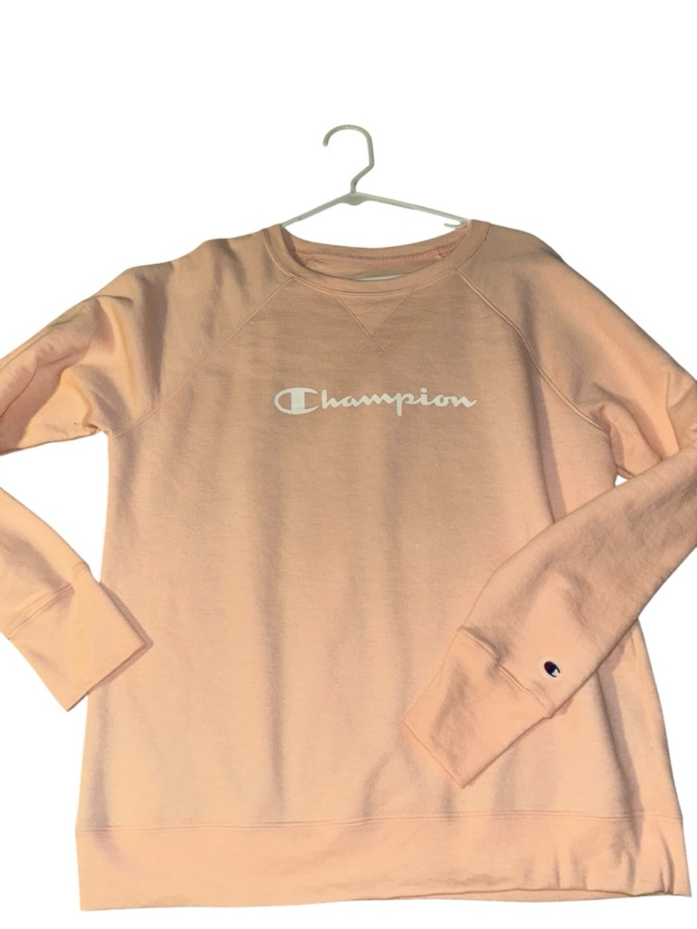 Champion Women’s Crewneck Sweatshirt - Peach. Large